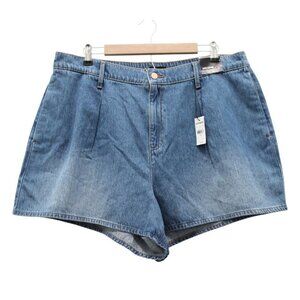 NWT Express Denim Shorts XL Super High Rise Pleated Elastic Waist Preppy 90s Mom